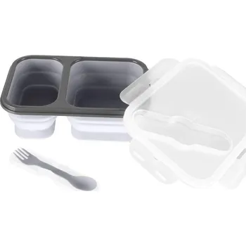 Svačinový box Zopa Silikonový svačinový box s příborem velký Dove Grey