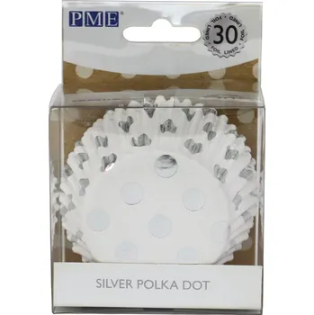 Party dekorace PME Košíčky 50 x 30 mm (30 ks ) - Stříbrné puntíky