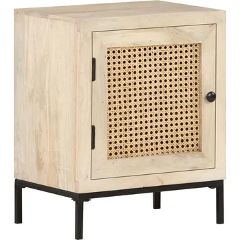 Noční stolek vidaXL Noční stolek 40 x 30 x 50 cm masivní mangovník a přírodní rákos [323509]