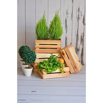 Zahradní úložný box Dřevěná přepravka 32 x 22 x 15,5 cm