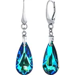 Stříbrné náušnice Kapka 24mm Bermuda Blue se Swarovski® Crystals