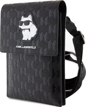 Pouzdro na mobilní telefon Karl Lagerfeld Saffiano Monogram Wallet Phone Bag Choupette NFT 174 x 116 cm černé