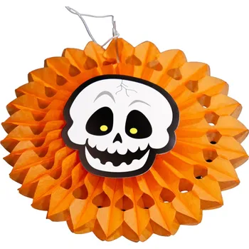 Party dekorace Hütermann Dekorace na Halloween 5ks - závěsný papírový vějíř - černý 2x, oranžový 3x + 5 různých obrázků