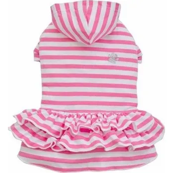 Dámské šaty DoggyDolly Pruhované šaty s kapucí, růžové, velikost S