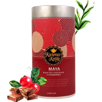 Čaj Černý sypaný čaj KARMA KETTLE 75 g - MAYA - černý čaj s brusinkou a čokoládou (indický černý sypaný čaj / v kovové dárkové dóze)