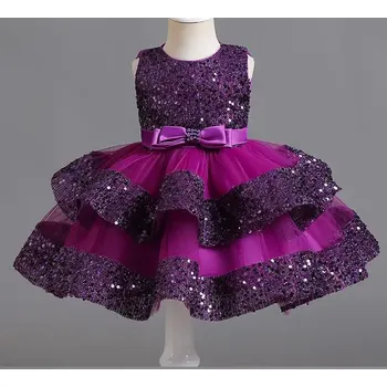 Dívčí šaty Dětské šaty slavnostní fialové flitr volán