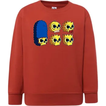 Chlapecká mikina detska_klasicka_levna_mikina_lebky_simpson Barva: Red - červená, Dětská bavlněná trička JHK: XL