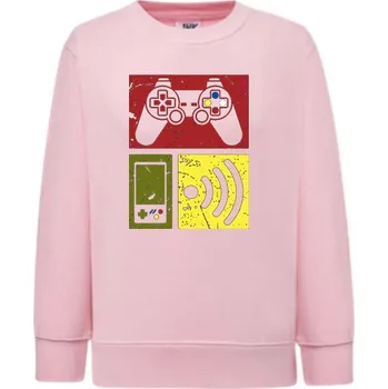 Chlapecká mikina detska_klasicka_levna_mikina_gamer Barva: Pink - růžová, Dětská bavlněná trička JHK: M