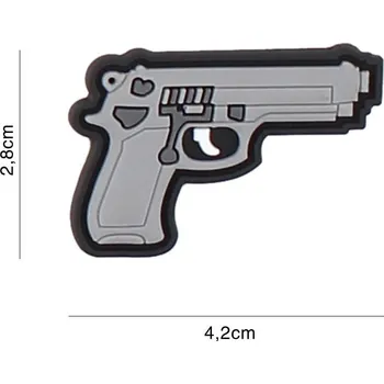 Nášivka Gumová nášivka 101 Inc zbraň 9MM - šedá