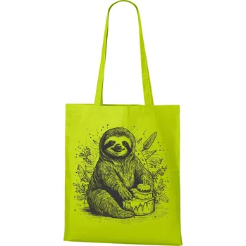 Plátěná taška Narozeninová party lenochod, Barva Limetková, Velikost 40×45 cm, Canvas Nákupní taška Bezvatriko.cz 2172