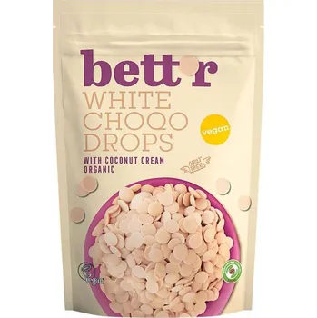 Čokoláda Bett´r bio čokoládové bílé pecičky choco drops white 200 g