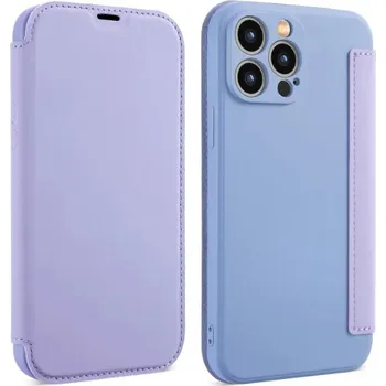 Pouzdro na mobilní telefon Silikonové barevné flip pouzdro kniha pro iPhone 14 Barva: Levandulová