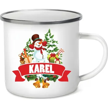 Plecháček 300 ml Vánoční sněhulák se jménem Karel