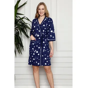 Dámský župan Dámský župan Y19252 tm. modrý s rybičkama - La Penna L