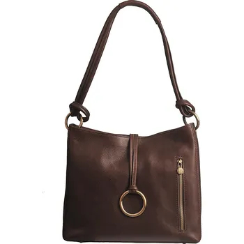 Kabelka Dámská kožená kabelka přes rameno 095 tmavě hnědá, IL GIGLIO