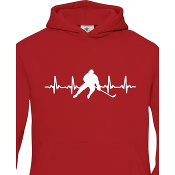 Chlapecká mikina Dětská mikina - Tep hokejisty, Barva Červená, Velikost 110-116, Canvas Dětská mikina Bezvatriko.cz 0653