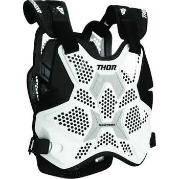 Motocyklový chránič hrudi a pátěře Lehký hrudní / zádový chránič THOR SENTINEL PRO CHEST PROTECTOR barva bílá/černá, velikost XS/S (motokrosový chránič těla )