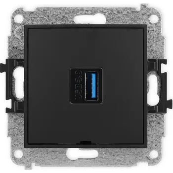 Elektrická zásuvka KARLIK Zásuvka USB AA 3.0, bez popisového pole Barva: Matná černá
