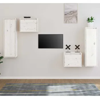 Obývací stěna vidaXL TV skříňky 4 ks masivní borové dřevo [3100249] Barva: Bílá