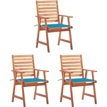 vidaXL Zahradní jídelní židle s poduškami 3 ks masivní akáciové dřevo [3064352] Barva: Modrá