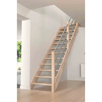 Schodiště DOLLE SAVOIE Podstupnice: Bez podstupnic, Zábradlí: Dřevo/kovové trubkové zábradlí, Vedení schodů: Rovný běh