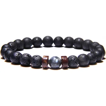 Náramek B-TOP Unisex náramek z přírodních lávových a kamenných korálků 62603 Typ: Typ 2