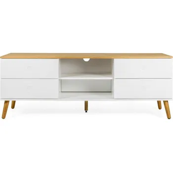 Televizní stolek Bílý TV stolek s nohami z dubového dřeva Tenzo Dot, šířka 162 cm ID_1351099