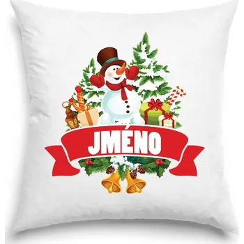 Dekorativní polštářek Polštář - Vánoční sněhulák se jménem na přání