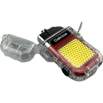 Zapalovač Plazmový nabíjecí voděodolný větruodolný elektrický zapalovač s LED světlem v dárkové krabičce - průhledný červený