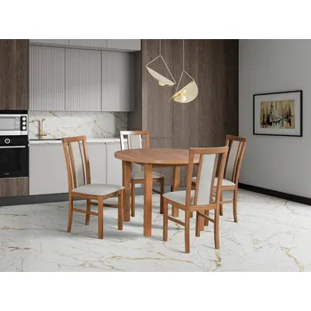 Jídelní set Jídelní set 4+1 Svatoslav Vyberte Tkaninu:: Tkanina 21, Vyberte Moření:: Deska grandson, ostatní bílé