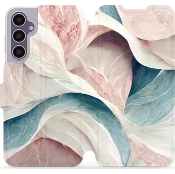 Pouzdro na mobilní telefon Flipové pouzdro Mobiwear - Samsung Galaxy S23 FE - VP33S Růžový a zelenkavý mramor (Knížkové flip pouzdro, obal, kryt na mobil Samsung Galaxy S23 FE - VP33S Růžový a zelenkavý mramor, materiál Umělá kůže + TPU - ochrana 360°, stojánek, silikonová vanička,