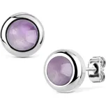 NUBIS® Ocelové náušnice Ametyst 8mm - NB023-08