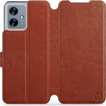 Pouzdro na mobilní telefon Flipové pouzdro Mobiwear - Motorola Moto G54 5G / Moto G54 5G Power Edition - Hnědé a šedé (Knížkové flip pouzdro, obal, kryt na mobil Motorola Moto G54 5G / Moto G54 5G Power Edition - Hnědé a šedé, materiál Umělá kůže + TPU - ochrana 360°, stojánek,)