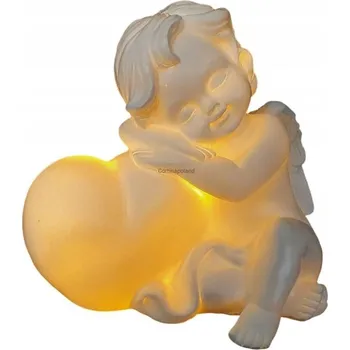 Vánoční dekorace Veselý andílek LED svítící se srdíčkem 13cm