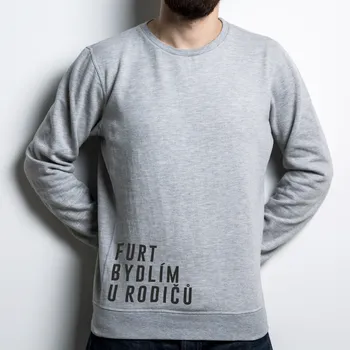 PÁNSKÁ MIKINA - Furt bydlím u rodičů Barva: Šedý melír, Barva potisku: Černý, Velikost: 2XL