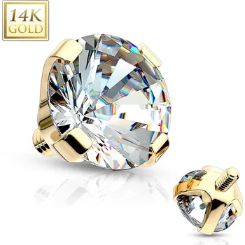 Piercing Šperky4U Zlatý piercing - dermál zirkon, Au 585/1000 - ZL01050-03-YG