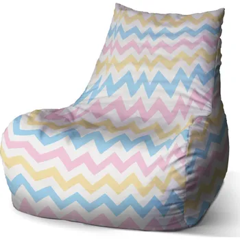 Sedací pytel Sablio Sedací vak Bean Tříbarevné klikyháky - 100 x 90 x 45 cm