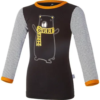 Kojenecké oblečení LITTLE ANGEL tričko smyk obrázek DR Outlast® černá medvěd/pruh vel. 92 cm