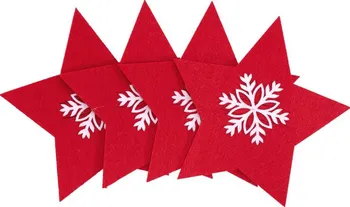 Vánoční dekorace Obal na příbory hvězda 15 x 15 cm červený 4 ks