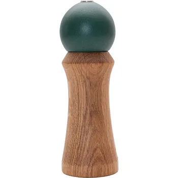 Mlýnek na koření Ručně vyráběný mlýnek na pepř Roundie, dub, olej a zelený lak