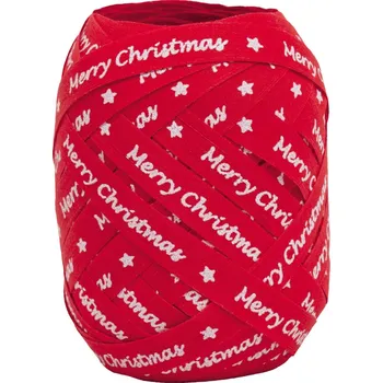 Stuha Stuha dárková 12mx10mm, červená přírodní s nápisem