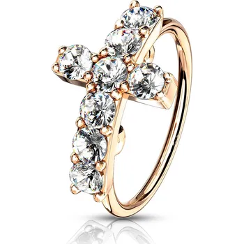 Piercing Šperky4U Piercing do nosu kroužek s křížkem - N0120-RDC