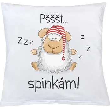 Dekorativní polštářek Dětský polštářek NewBaby - SPINKÁM bílý s potiskem - 40x40cm