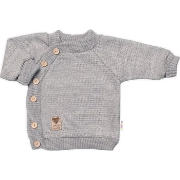 Kojenecké oblečení Dětský pletený svetřík s knoflíčky, zap. bokem, Hand Made Baby Nellys, šedý, Velikost koj. oblečení 68-74 (6-9m)