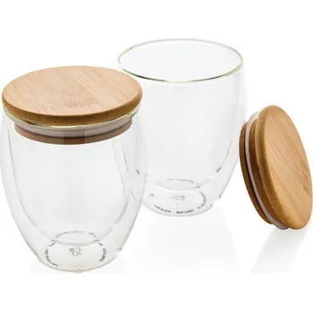 Sklenice Sklenice s bambusovým víčkem 2ks 250ml