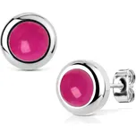 NUBIS® Ocelové náušnice tmavě růžový kámen 8mm - NB025-08