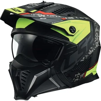 Helma na motorku LS2 přilba DRIFTER OF606 Devor matt black/hi-vis yellow - 2XL