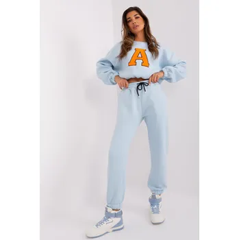 Tepláková souprava s vyšívaným písmenem A model 80400 světle modrá+oranžová