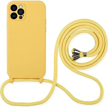 Pouzdro na mobilní telefon Silikonový kryt se šňůrkou a ochranou fotoaparátu pro iPhone 14 Pro Max Barva: Žlutá