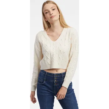 Dámský svetr Orsay Krémový dámský cropped svetr - Dámské Orsay krémová 2562839